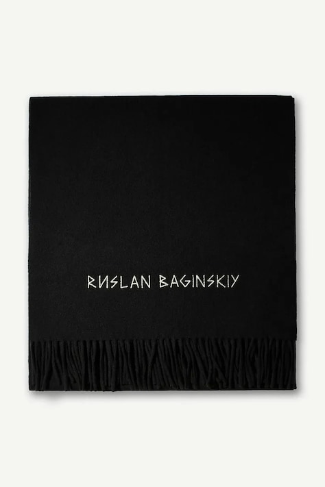 RUSLAN BAGINSKIY Szalik damski wełniany Wool Scarf czarny SKR033-MW-FLTL