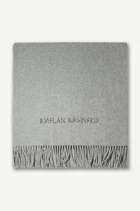 RUSLAN BAGINSKIY Szalik damski wełniany Wool Scarf szary SKR031-MW-FLTL