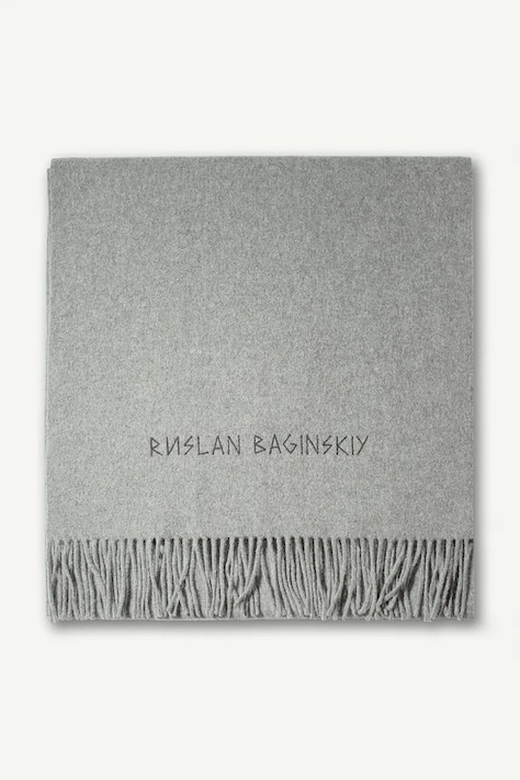 RUSLAN BAGINSKIY Szalik damski wełniany Wool Scarf szary SKR031-MW-FLTL