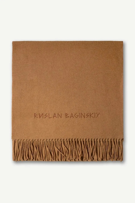 RUSLAN BAGINSKIY Szalik damski wełniany Wool Scarf brązowy SKR036-MW-FLTL