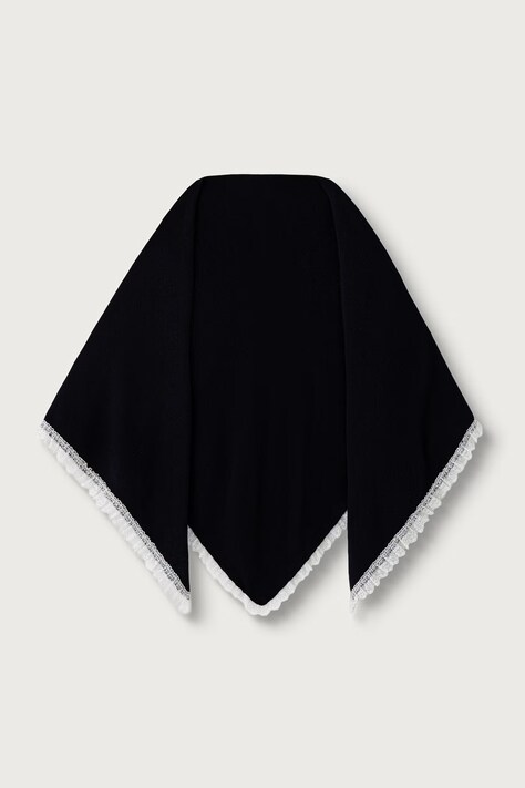 GANNI Triangular Scarf XXL szalik wełniany damski granatowy B3020272