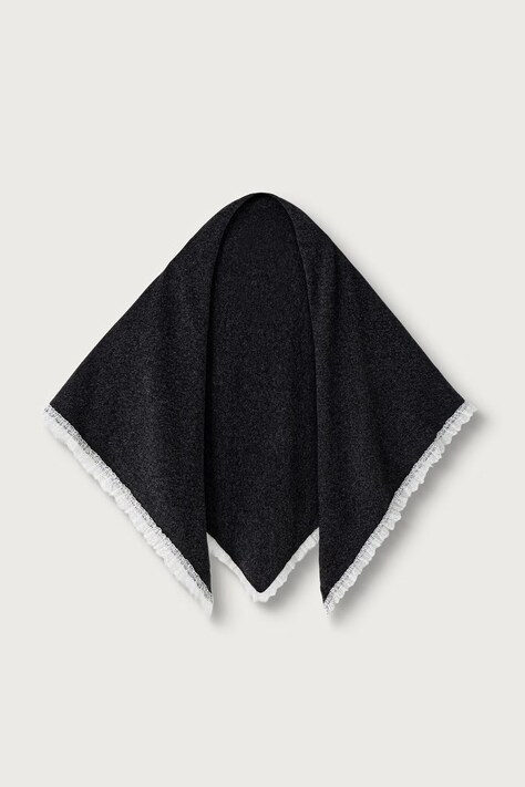 GANNI Triangular Scarf XXL szalik wełniany damski szary B3020272