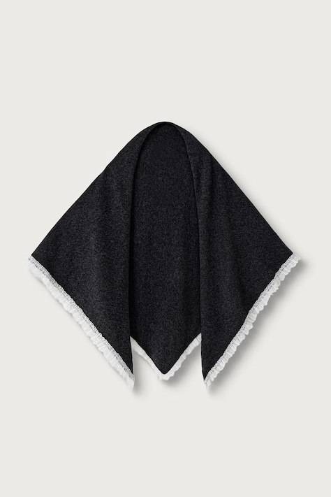 GANNI Triangular Scarf XXL szalik wełniany damski szary B3020272