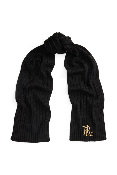 Lauren Ralph Lauren Szalik damski z dodatkiem wełny czarny 454P23506