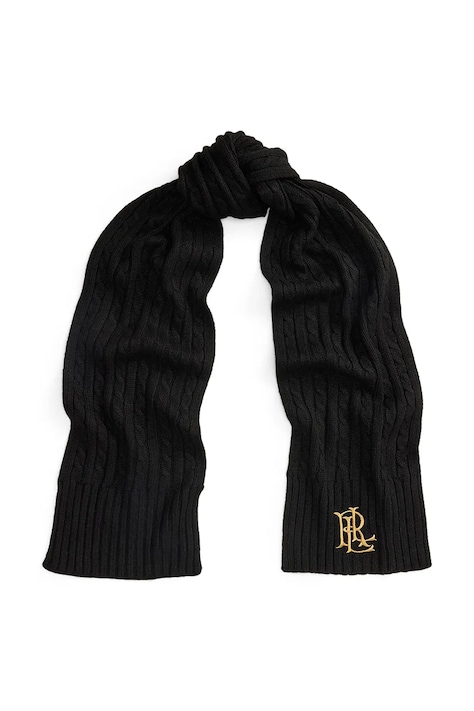 Lauren Ralph Lauren Szalik damski z dodatkiem wełny czarny 454P23506