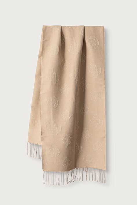 Guess Szalik damski z wiskozy CARMELLA beżowy AW5654 POL03