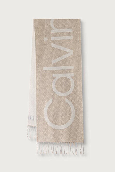 Calvin Klein Šálik dámsky s vlnou béžový LV04F8072G