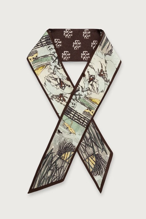 Tory Burch Apaszka damska jedwabna Forest Ribbon multicolor 187960