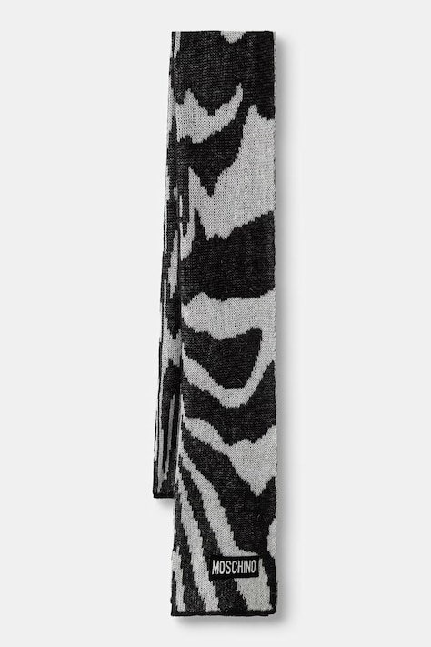Moschino szalik damski z dodatkiem wełny szary M3468 30857