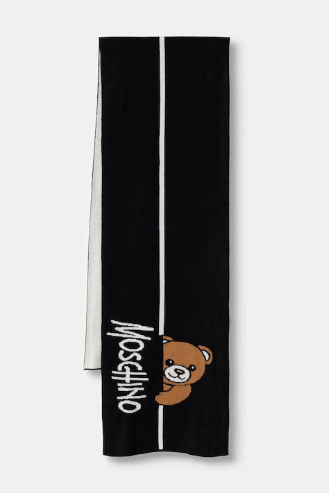 Moschino szalik damski z wełną czarny M3465 30852