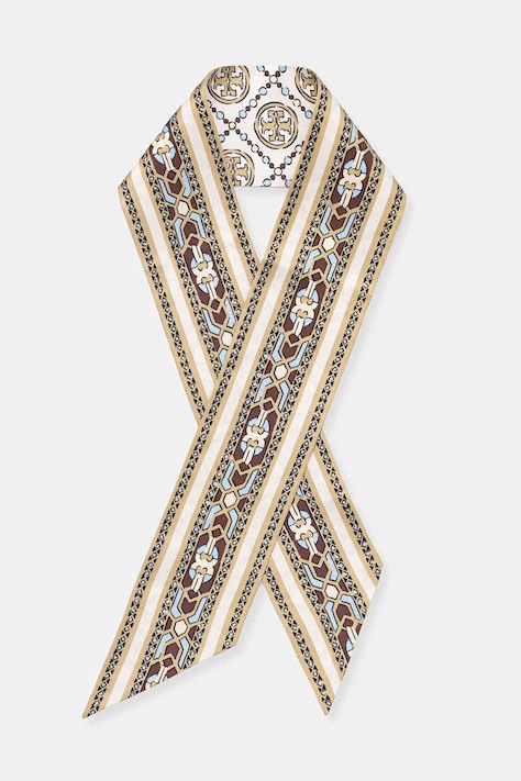 Tory Burch apaszka damska jedwabna beżowa 184109