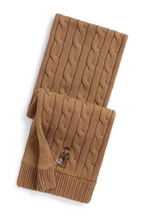 Polo Ralph Lauren κασκόλ παιδικό με βαμβάκι καφέ 313B26045001