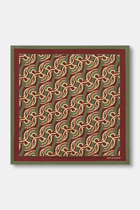 Drôle de Monsieur apaszka męska jedwabna Chain Link Monogram zielona L-BA032-SE007