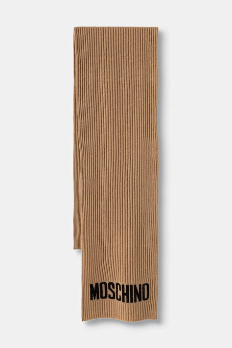 Moschino szalik męski z wełną brązowy M5874 50242