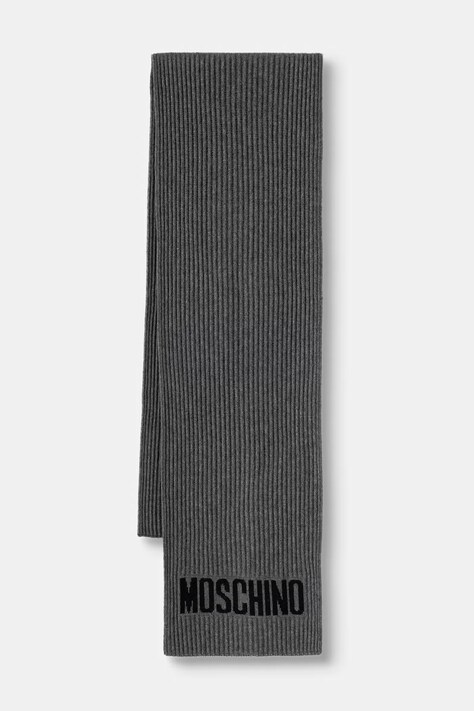 Moschino szalik męski z wełną szary M5874 50242