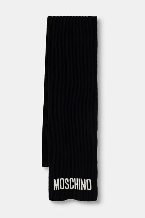 Moschino szalik męski z wełną czarny M5874 50242