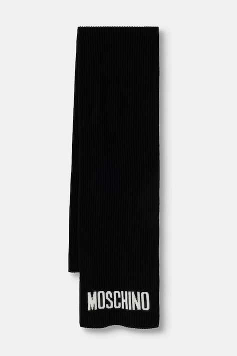 Moschino szalik męski z wełną czarny M5874 50242