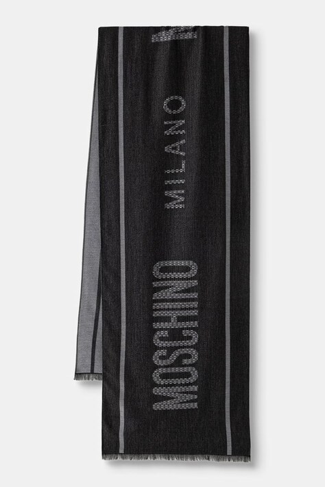 Moschino szalik męski z wełną szary M5907 50249