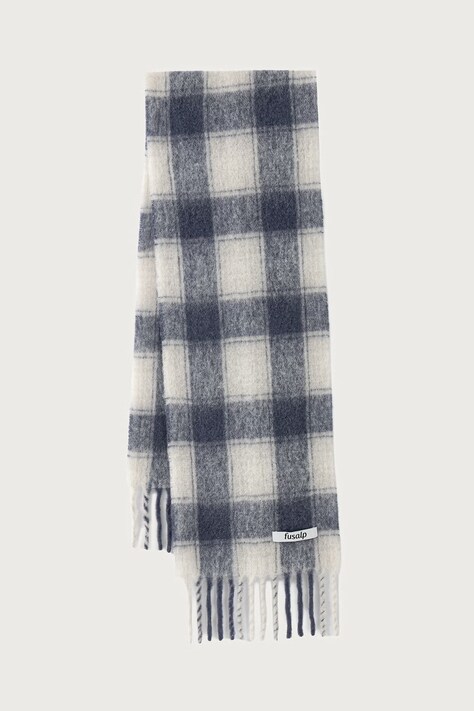 Fusalp Szalik z wełną alpaki CHECK SCARF granatowy K3724