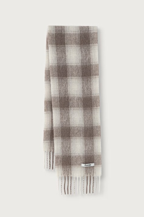 Fusalp Szalik z wełną alpaki CHECK SCARF beżowy K3724