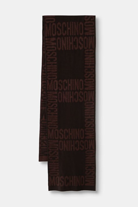 Moschino szalik z wełną brązowy M3476 30623