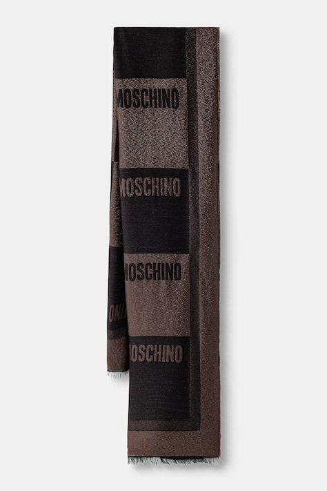 Moschino szalik z wełną brązowy M3454 30848