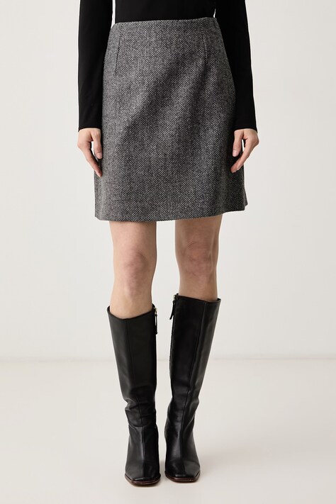Weekend Max Mara Spódnica z wełną WKDFARNESE szara w jodełkę 2625106072