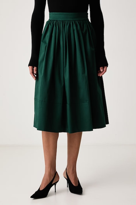 Weekend Max Mara Spódnica rozkloszowana bawełniana z elastanem WKSLIRA zielona gładka 2625106016