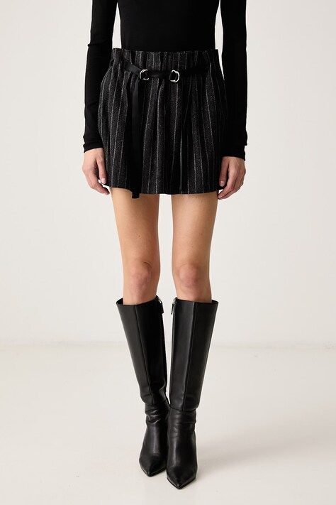 Isabelle Blanche Spódnica z wełną czarna prążkowana IS26FW-G099-T007