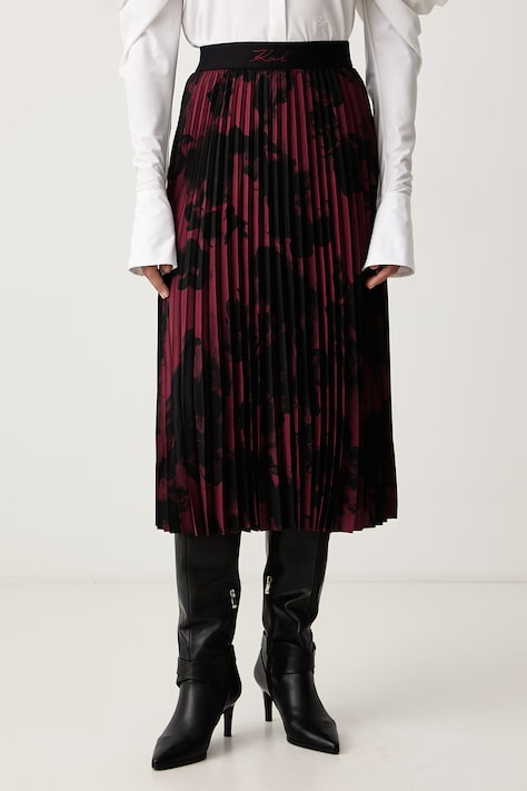 Karl Lagerfeld Plisirana suknja bordo cvjetna B4W12003