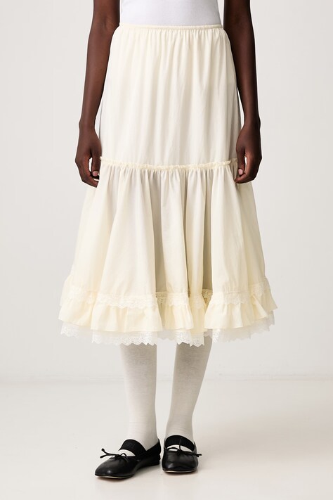 GANNI Washed Flyweight Nylon flared skirt yellow A1090386