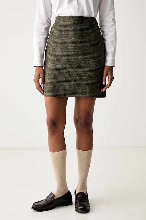 Barbour Spódnica wełniana zielona w kratkę LSK0170