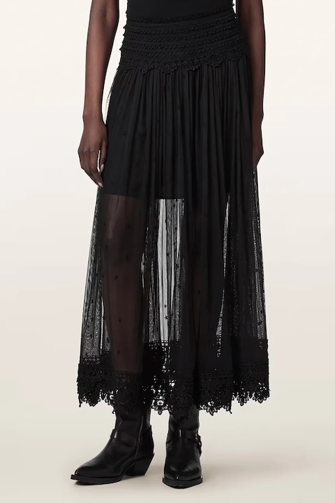 AllSaints Spódnica TRIXIE LACE czarna z koronkowymi wstawkami W060RE