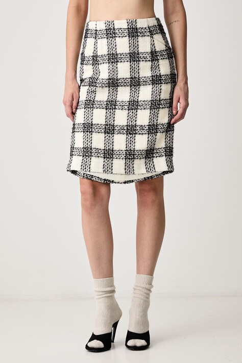 Vetements Spódnica z wełną beżowa w kratkę WH27SK027WC