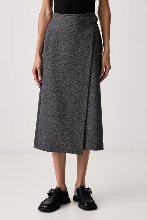 Weekend Max Mara Spódnica z dodatkiem wełny WKDPETALI szara w jodełkę 2625776012600