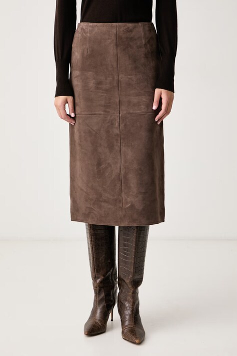 Weekend Max Mara Spódnica zamszowa WKDPALMI brązowa gładka 2625406012600