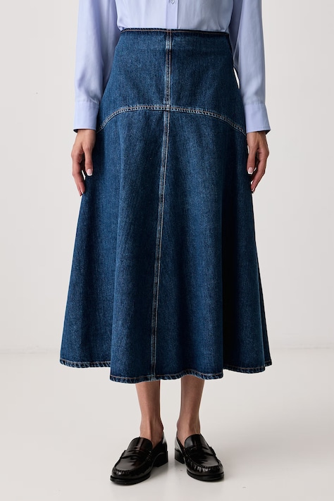 Weekend Max Mara Spódnica rozkloszowana jeansowa WKDMEANDRO granatowa gładka 2625106082600