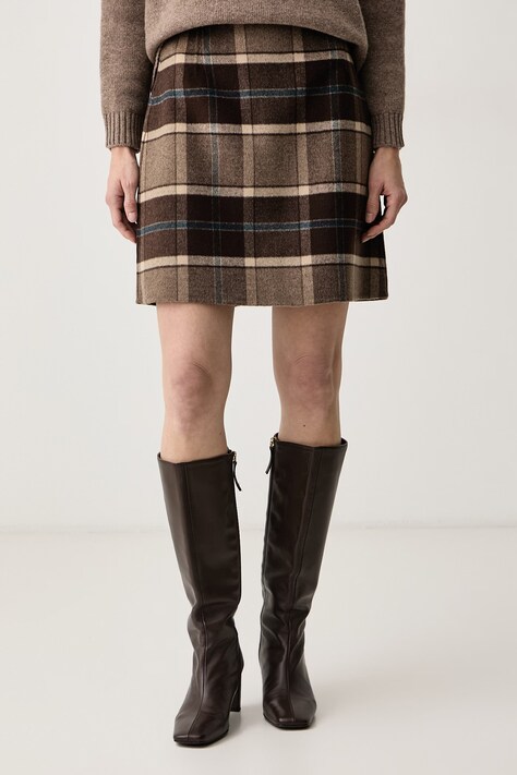 Weekend Max Mara Spódnica wełniana WKDPESCHE brązowa w kratkę 2625106012600