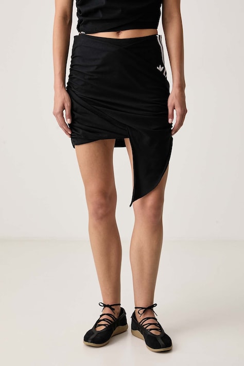 adidas Originals Spódnica kopertowa bawełniana Adiluna Season 2 x Jennie czarna gładka LD8930