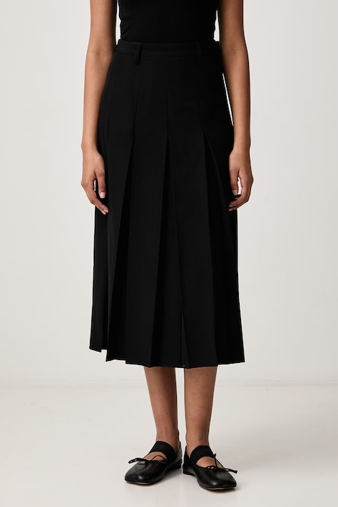 MM6 Maison Margiela Spódnica plisowana z dodatkiem wełny czarna gładka S62ME0048-M35436