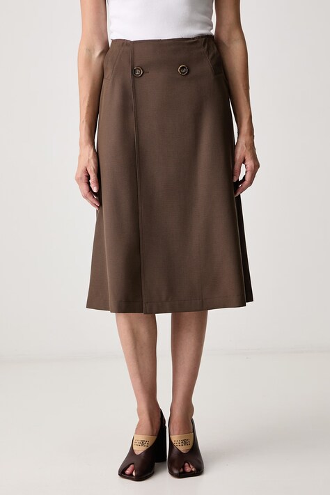 MM6 Maison Margiela spódnica z wełną brązowa gładka S52ME0035-M35436