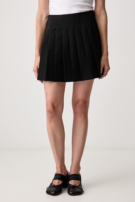 MM6 Maison Margiela spódnica plisowana z dodatkiem wełny czarna gładka S52MC0024-M35436