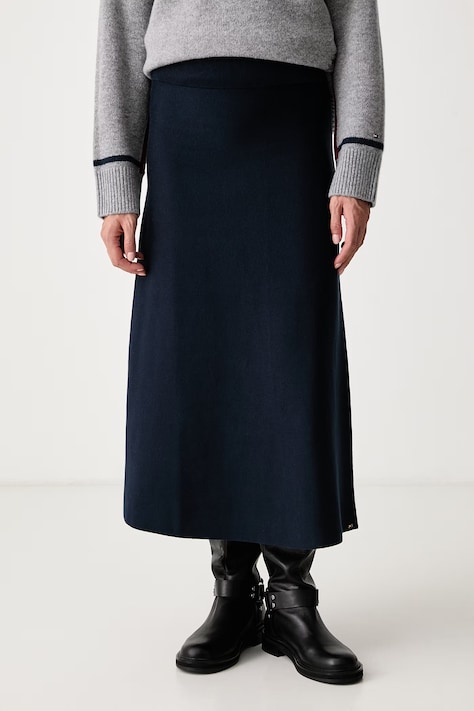Tommy Hilfiger Sukňa s bavlnou tmavomodrá hladká WW0WW51966