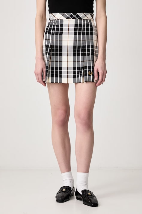 Fred Perry Spódnica plisowana z wiskozą beżowa w kratkę E3104