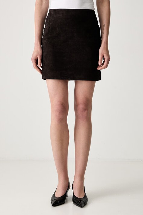 Rotate SUEDE MINI spódnica zamszowa brązowa gładka 1161681111