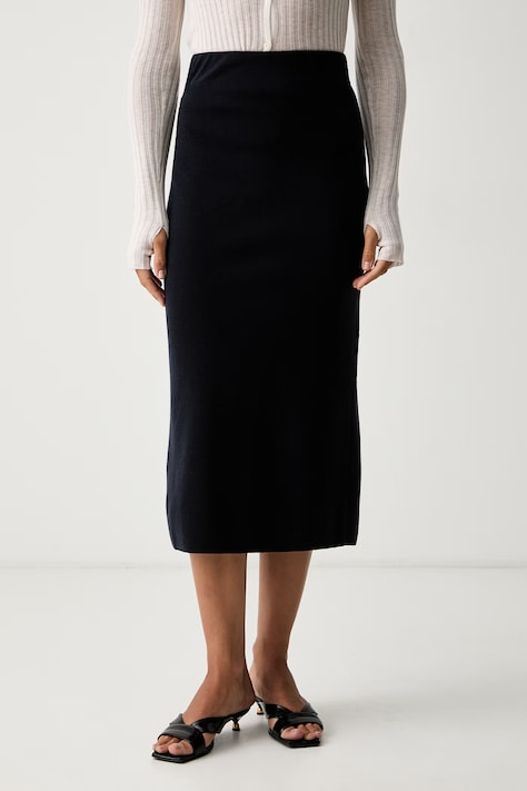 MM by Max Mara spódnica wełniana MMLSONNI granatowa gładka 2626306017600