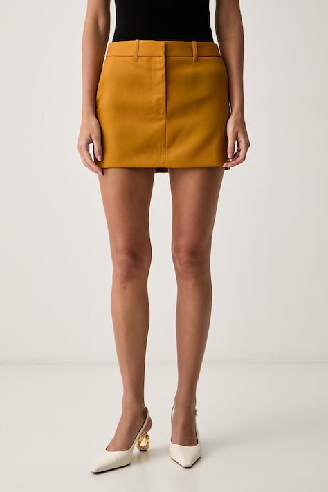 Elisabetta Franchi spódnica z dodatkiem wełny żółta gładka GO21466E2