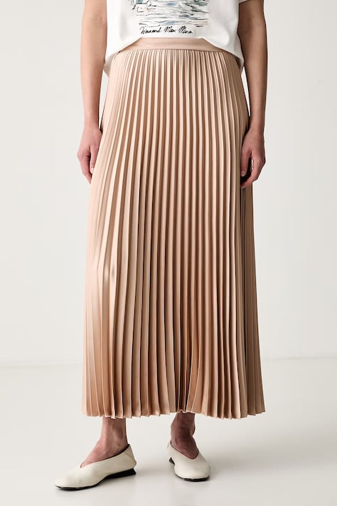 Weekend Max Mara spódnica plisowana WKDNICCHIA beżowa gładka 2625106031600