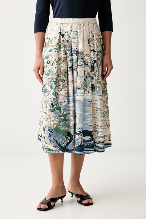 Weekend Max Mara spódnica rozkloszowana bawełniana WKDADEPTO beżowa 2625106011600