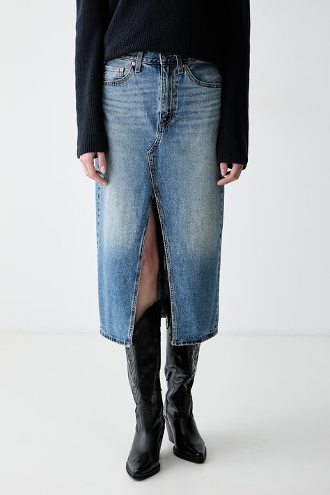 Levi's Φούστα ντένιμ DECON SLIT MIDI μπλε 008AF